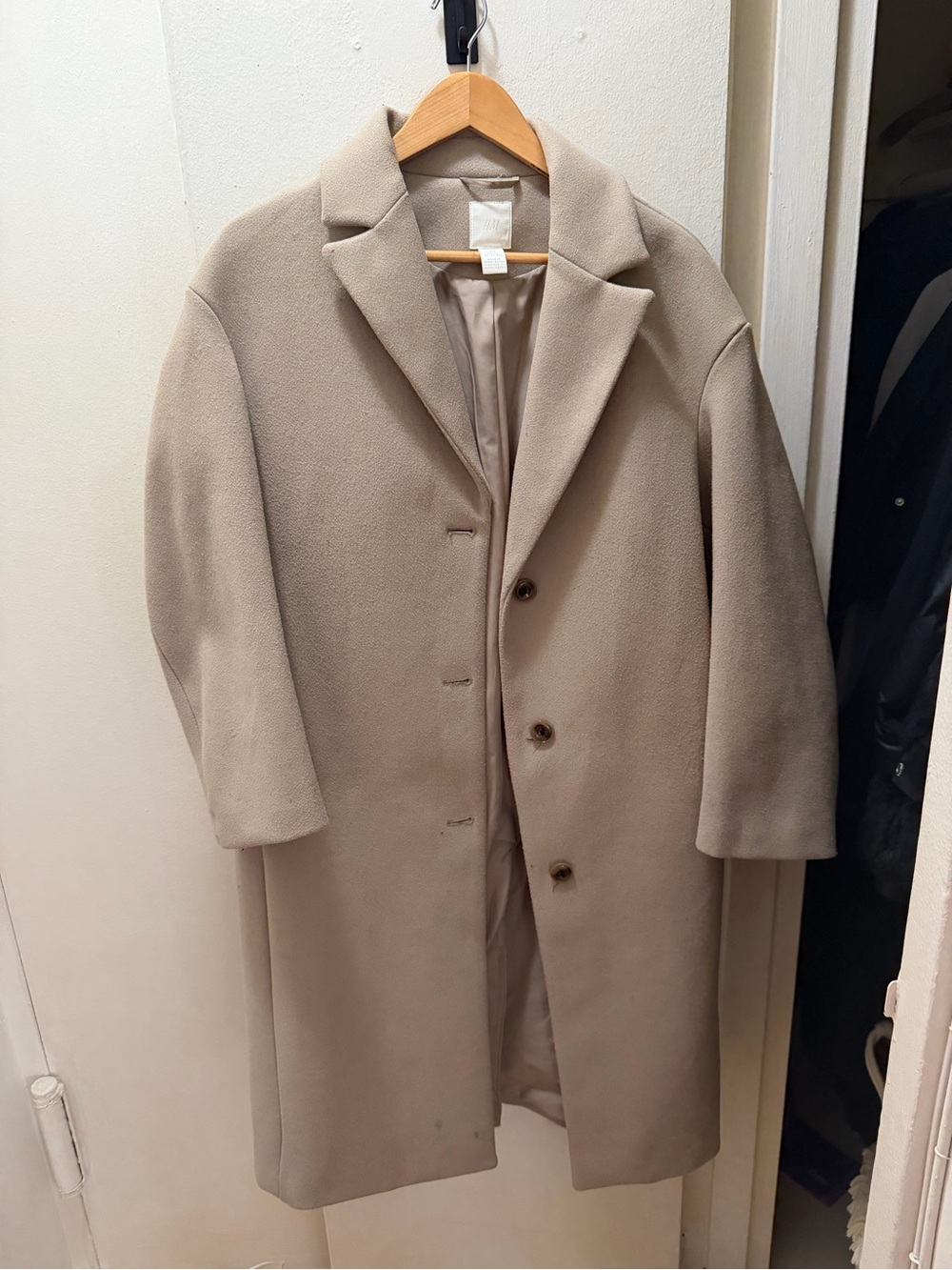 H&M slouchy beige tan wool blend coat
